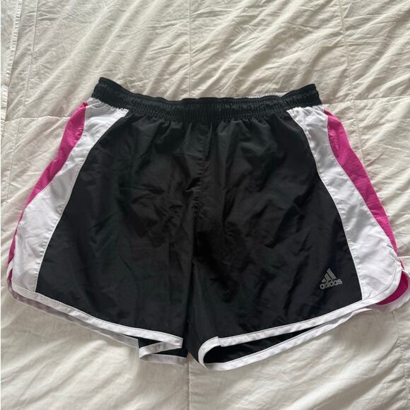 Adidas Black Pink & White Womens Logo Aesthetic Running Shorts Size Medium - Picture 1 of 4